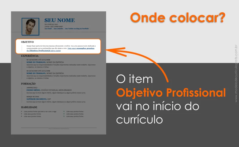 Ideias de Objetivos para Currículo